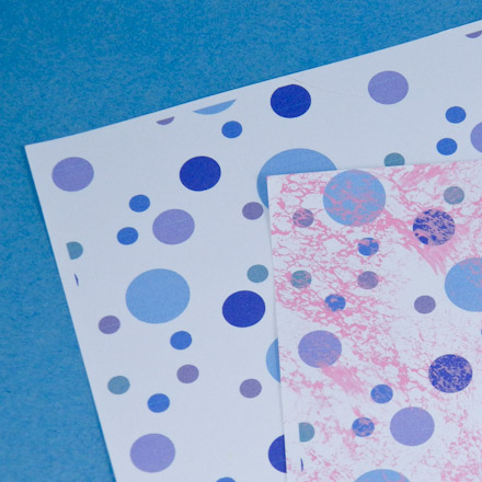 Mixed Blue Dots ePaper sponged with pink