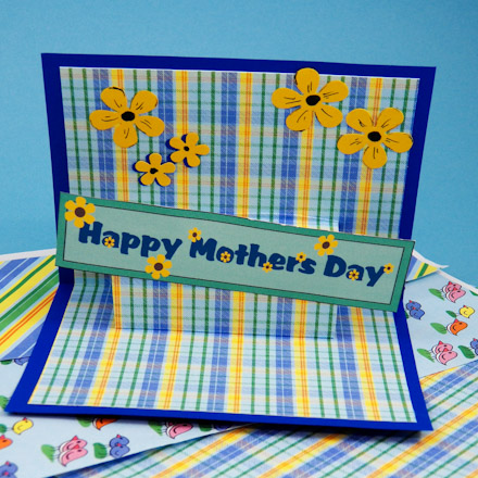 Mother's Day pop-up card with Spring Plaid digital paper