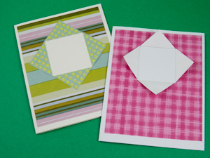 Glue double-sided paper to card front
