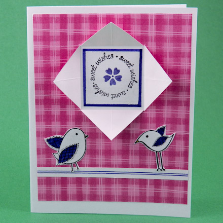 Card made with pink and white double-sided paper