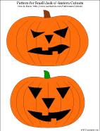 Printable pattern for two jack-o'-lantern decorations or masks