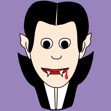 Dracula with fake blood dripping from his mouth