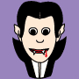 Dracula with fake blood dripping from his mouth