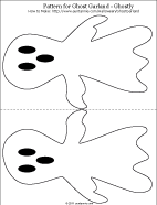 Printable pattern of two white ghosty ghosts for printing to paper