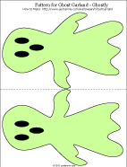 Printable pattern of two green ghosty ghosts for printing to paper