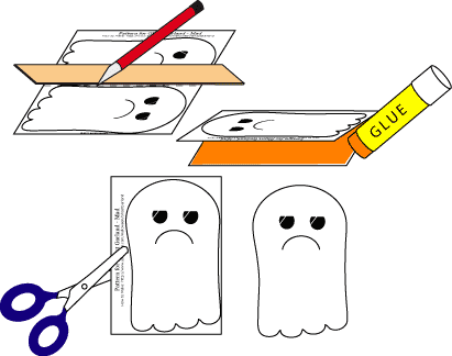 Fold and glue two sides of ghost together.