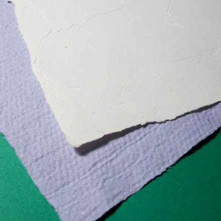 Different surface textures on handmade paper.
