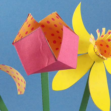Flowers made using colored patterns with ePaper dots printed on the back