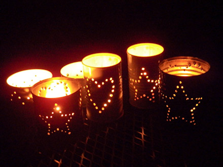 Recycled Tin Can Candler Holder Luminaries
