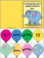 Birthday pop-up card with elephant and balloon pop-up
