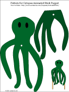 Printable pattern for octopus animated stick puppet