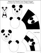 Printable pattern for panda paper cone finger puppet