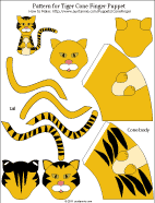 Printable pattern for tiger paper cone finger puppet