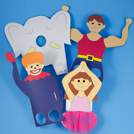 Simple finger puppets with a circus theme