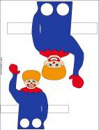 Printable pattern for circus clown finger puppet