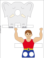 Printable pattern for circus strongman and elephant finger puppets