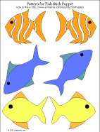 Printable pattern for fish stick puppets