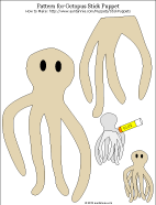 Printable pattern for octopus stick puppet