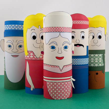 Tube puppets with Latvian designs
