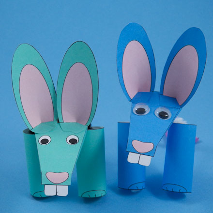 Blue and green rabbit finger puppets