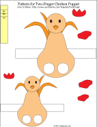 Printable pattern for two-finger chicken puppet