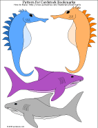Pattern for Seahorse and Shark bookmarks