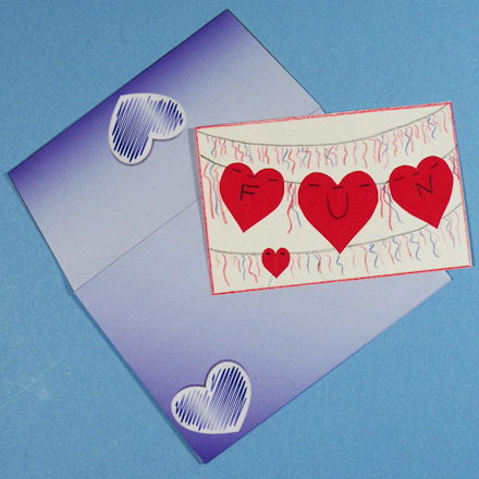 A2 Small envelope (purple with hearts) and Simple Valentines