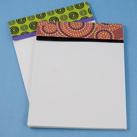 Notepads with Aunt Annie's ePaper as binding