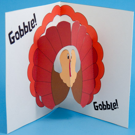 Card with larger turkey pop-up
