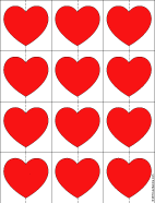 Small red heart patterns - 2" by 2 1/4" (5 x 5.5 cm)