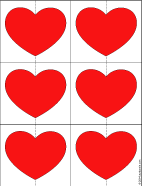 Medium red heart patterns - 2 1/2" by 3 1/4" (6.5 x 8.5 cm)