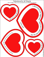 Printable Valentines for 3-D hearts - colored