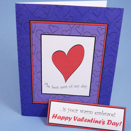 Sample Valentine made using heart embellishment on digital paper
