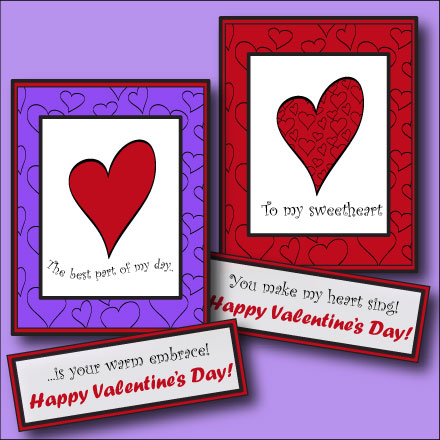 Examples of heart embellishments and heartfelt messages for Valentines