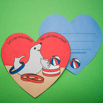 Sheet of six Valentines with circus seal