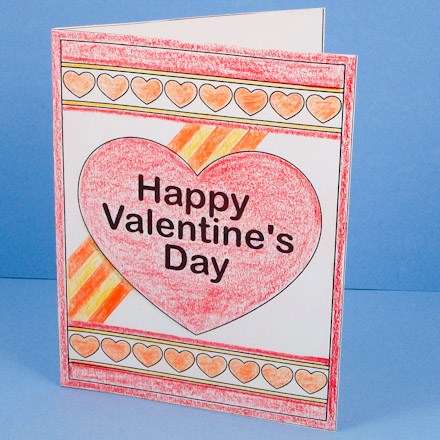 Valentine's Day card colored with pencils